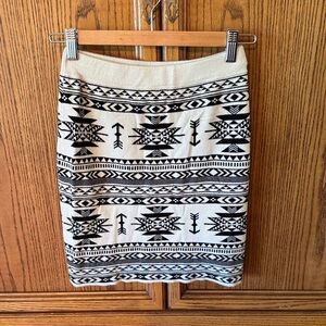 Black and Cream Patterned Women's Skirt